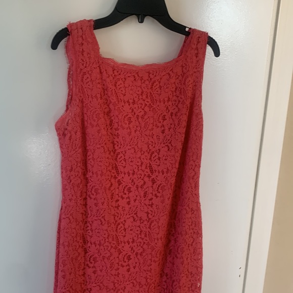 Adrianna Papell coral pink cocktail lace mini dress - Picture 2 of 5